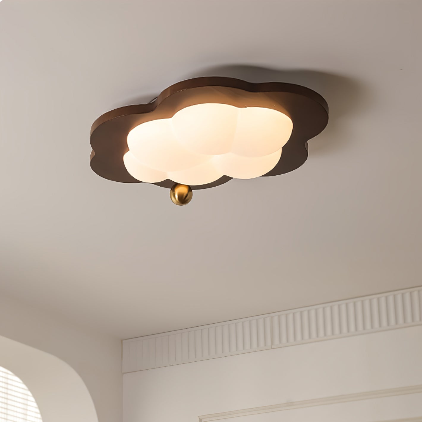 Dreamscape Ceiling Light Cloud: Dia 21.7″ x H 3.9″ / Dia 55cm x H 10cm / Walnut Wood / Warm Light Ceiling lamp
