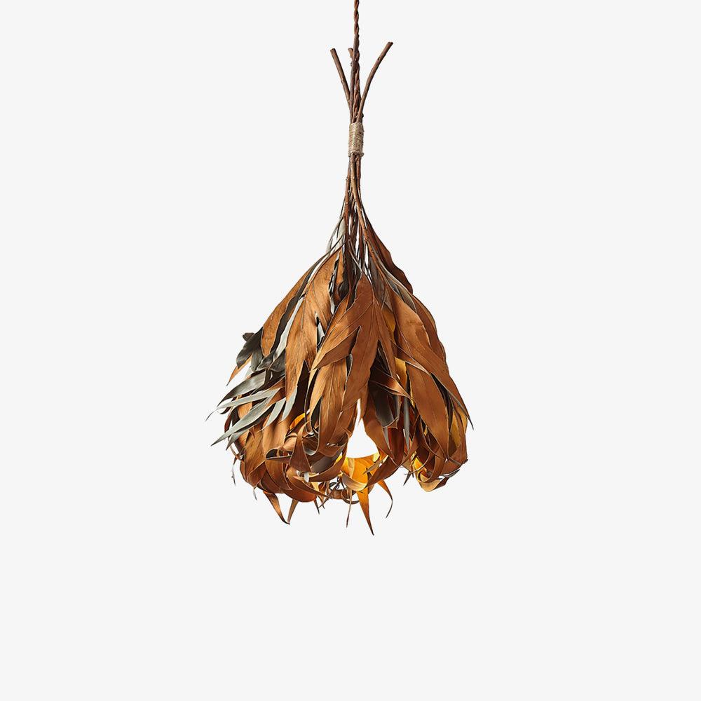 Dried Branch Leaf Pendant Lamp Dia 13.8″ x H 19.7″ / Dia 35cm x H 50cm / Natural yellow deadwood leaves Pendant light