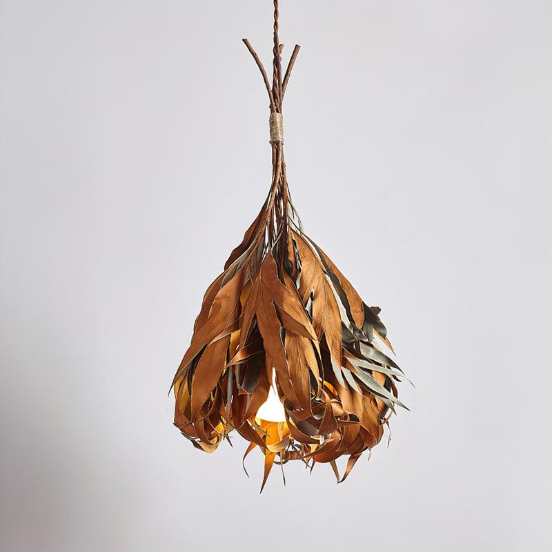 Dried Branch Leaf Pendant Lamp Dia 13.8″ x H 19.7″ / Dia 35cm x H 50cm / Natural yellow deadwood leaves Pendant light