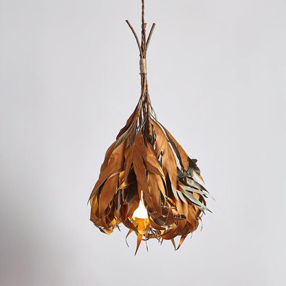 Dried Branch Leaf Pendant Lamp Dia 13.8″ x H 19.7″ / Dia 35cm x H 50cm / Natural yellow deadwood leaves Pendant light