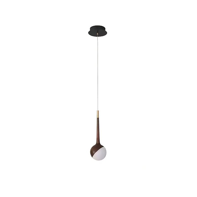 Droplet Chandelier 1 Head: ? 6.3’’ x H 43.3’’ / Walnut Color / Warm Light Chandelier