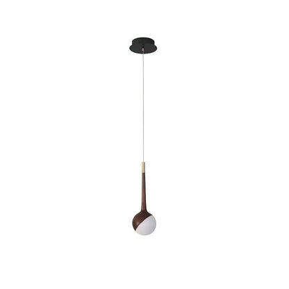 Droplet Chandelier 1 Head: ? 6.3’’ x H 43.3’’ / Walnut Color / Warm Light Chandelier