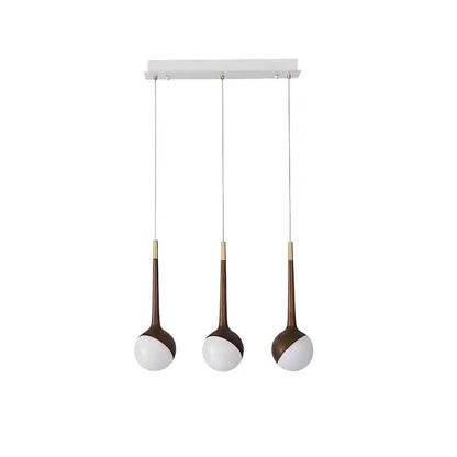 Droplet Chandelier 3 Heads: L 19.7’’ x H 43.3’’ / Walnut Color / Warm Light Chandelier