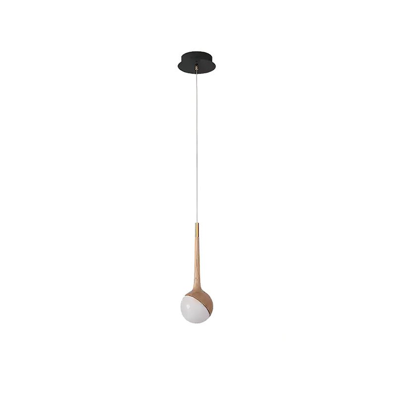 Droplet Chandelier 1 Head: ? 6.3’’ x H 43.3’’ / Wood Color / Warm Light Chandelier