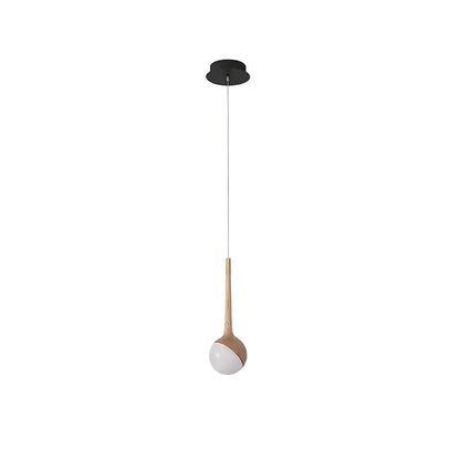 Droplet Chandelier 1 Head: ? 6.3’’ x H 43.3’’ / Wood Color / Warm Light Chandelier