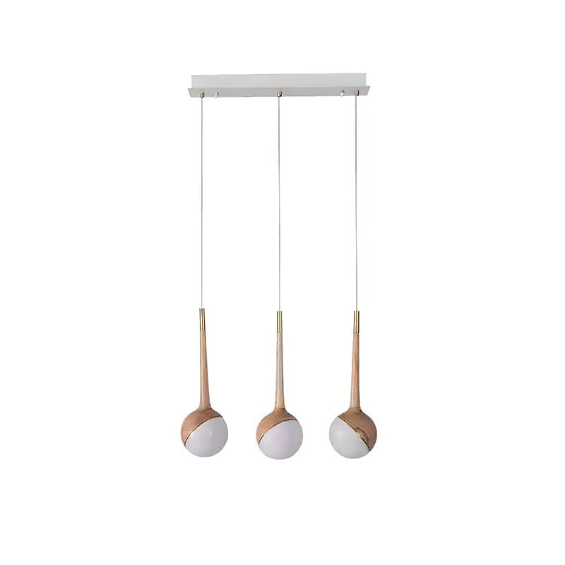 Droplet Chandelier 3 Heads: L 19.7’’ x H 43.3’’ / Wood Color / Warm Light Chandelier