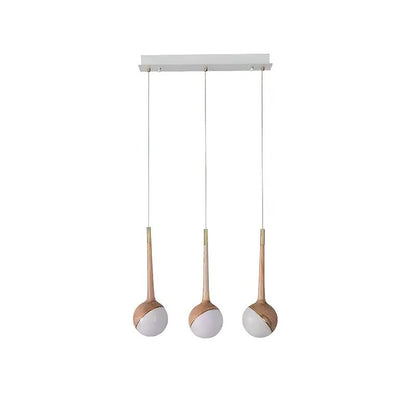 Droplet Chandelier 3 Heads: L 19.7’’ x H 43.3’’ / Wood Color / Warm Light Chandelier