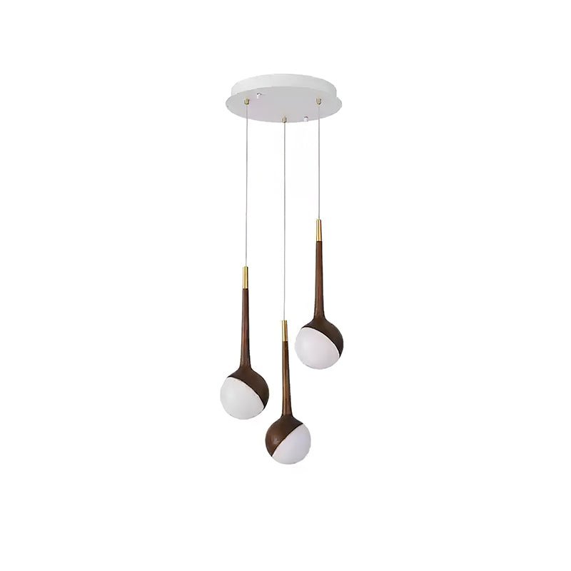 Droplet Chandelier 3 Heads: ? 15.7’’ x H 43.3’’ / Walnut Color / Warm Light Chandelier