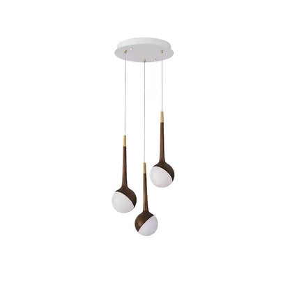 Droplet Chandelier 3 Heads: ? 15.7’’ x H 43.3’’ / Walnut Color / Warm Light Chandelier