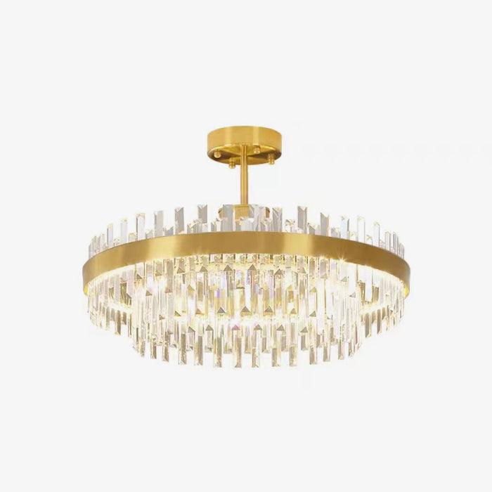 Drum Glass Chandelier ? 23.6″ x H 13.8″ / Dia 60cm x H 35cm / Copper + Clear / Warm Light Chandelier