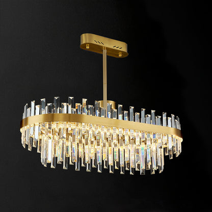 Drum Glass Chandelier L 31.5″ x H 13.8″ / L 80cm x H 35cm / Copper + Clear / Warm Light Chandelier