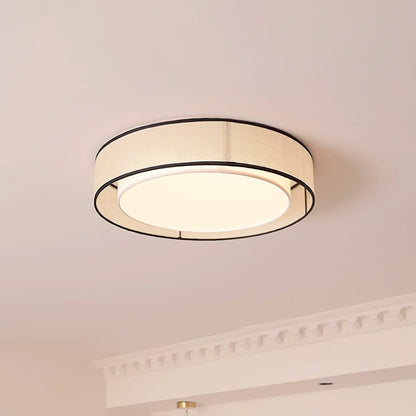 Drum Rould Ceiling Lamp ? 15.7″ x H 3.9″ / Dia 40cm x H 10cm / Beige Linen & White Acrylic Ceiling lamp