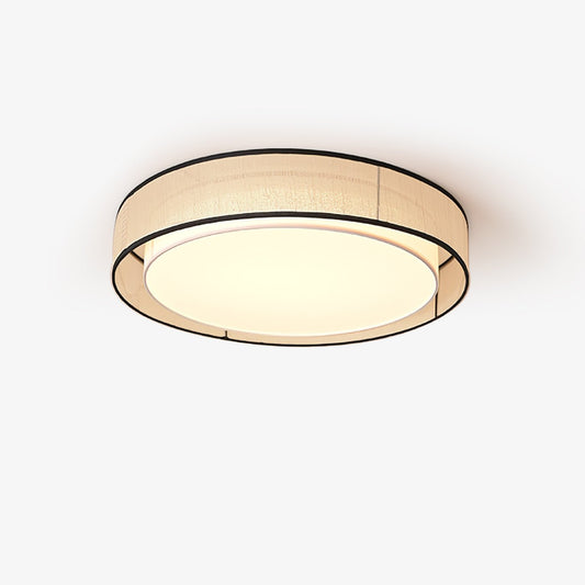 Drum Rould Ceiling Lamp ? 19.7″ x H 3.9″ / Dia 50cm x H 10cm / Beige Linen & White Acrylic Ceiling lamp