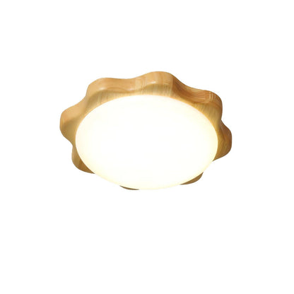 Drum Wood Ceiling Lamp Flower Dia 15.7″ x H 3.9″ / Dia 40cm x H 10cm / Wood color / Warm light Ceiling lamp