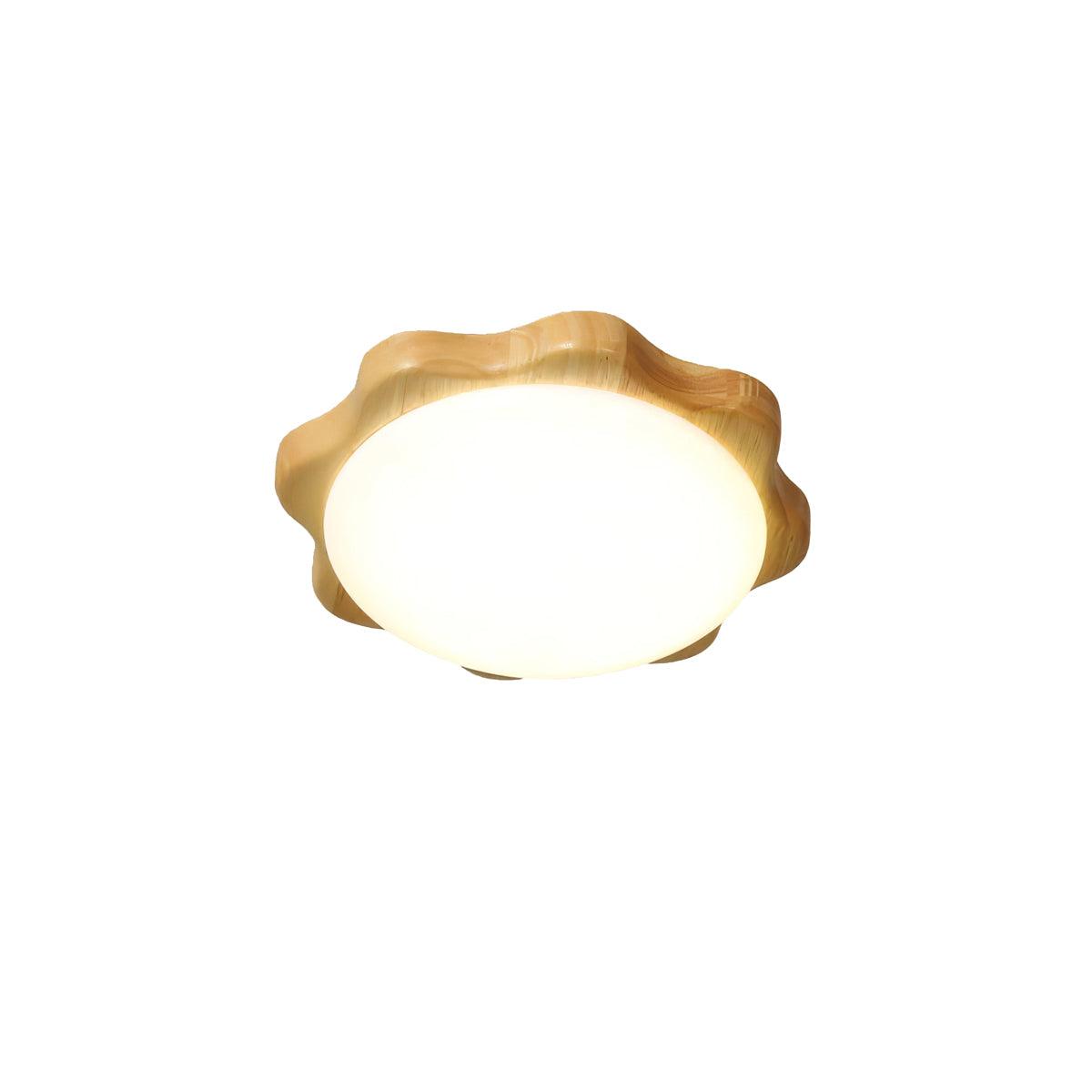 Drum Wood Ceiling Lamp Flower Dia 13.8″ x H 3.9″ / Dia 35cm x H 10cm / Wood color / Warm light Ceiling lamp