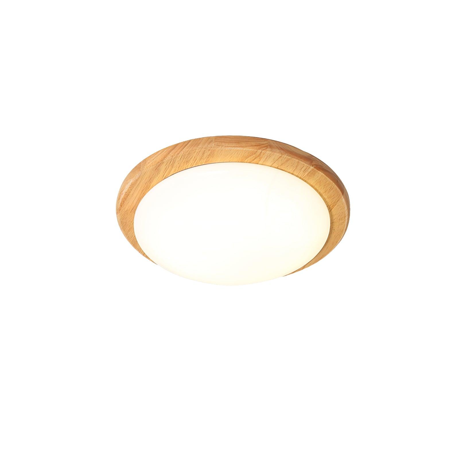 Drum Wood Ceiling Lamp Circle Dia 11.8″ x H 3.9″ / Dia 30cm x H 10cm / Wood color / Warm light Ceiling lamp
