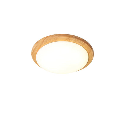 Drum Wood Ceiling Lamp Circle Dia 13.8″ x H 3.9″ / Dia 35cm x H 10cm / Wood color / Warm light Ceiling lamp
