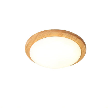 Drum Wood Ceiling Lamp Circle Dia 15.7″ x H 3.9″ / Dia 40cm x H 10cm / Wood color / Warm light Ceiling lamp