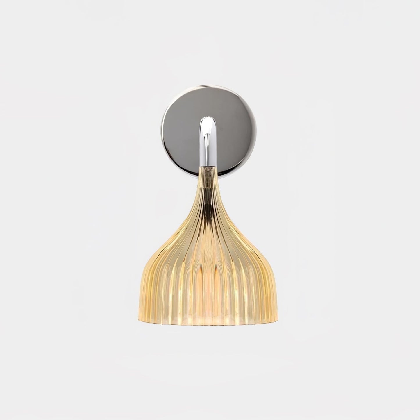 E Wall Lamp Dia 5.3″ x H 9.4″ / Dia 13.5cm x H 24cm / Chrome & Amber / Single Wall lamp