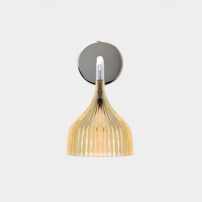 E Wall Lamp Dia 5.3″ x H 9.4″ / Dia 13.5cm x H 24cm / Chrome & Amber / Single Wall lamp