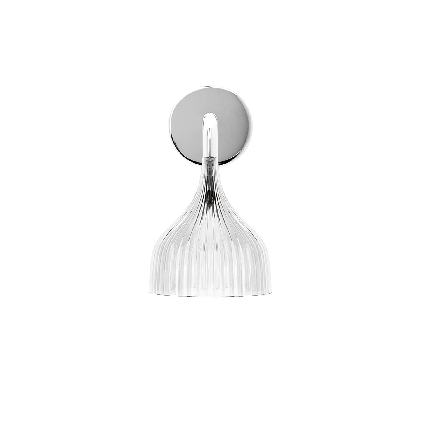 E Wall Lamp Dia 5.3″ x H 9.4″ / Dia 13.5cm x H 24cm / Chrome & Clear / Single Wall lamp