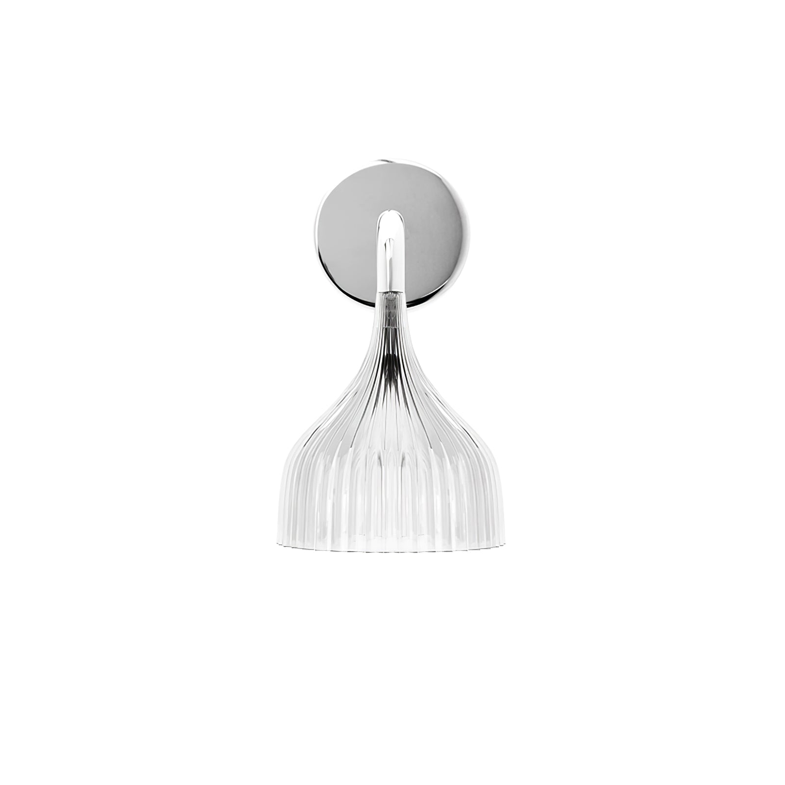 E Wall Lamp Dia 5.3″ x H 9.4″ / Dia 13.5cm x H 24cm / Chrome & Clear / Single Wall lamp