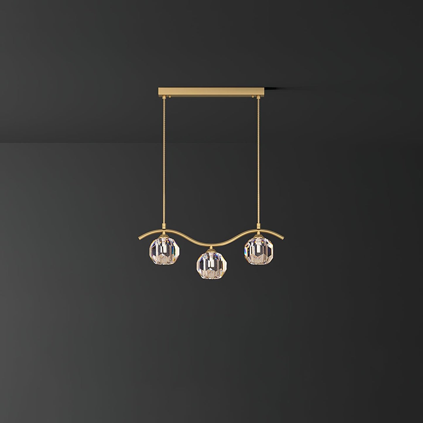 Eara Crystal Chandelier ? 20.8″ x H 5.1″ / L 53cm x H 13cm / Brass Chandelier