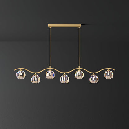Eara Crystal Chandelier ? 46.4″ x H 5.1″ / L 118cm x H 13cm / Brass Chandelier