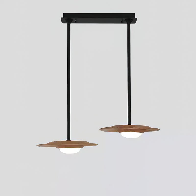 Horizon Eaves Pendant Lamp 2 Heads: L 33.5’’ x W 15.7’’ / Wood Color / Warm Light Pendant light