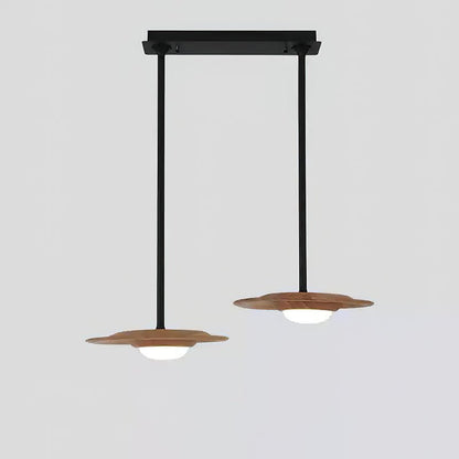 Horizon Eaves Pendant Lamp 2 Heads: L 33.5’’ x W 15.7’’ / Wood Color / Warm Light Pendant light