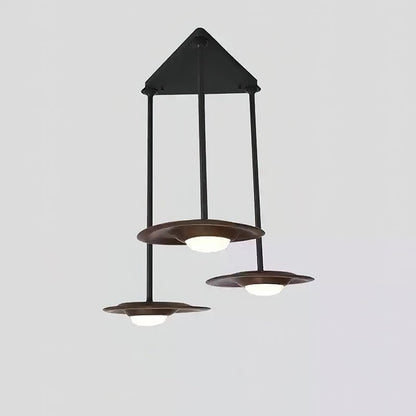 Horizon Eaves Pendant Lamp 3 Heads: L 31.5’’ x W 29.5’’ / Walnut Color / Warm Light Pendant light