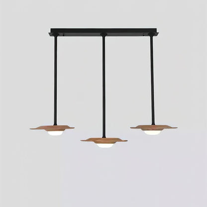 Horizon Eaves Pendant Lamp 3 Heads: L 49.2’’ x W 15.7’’ / Wood Color / Warm Light Pendant light