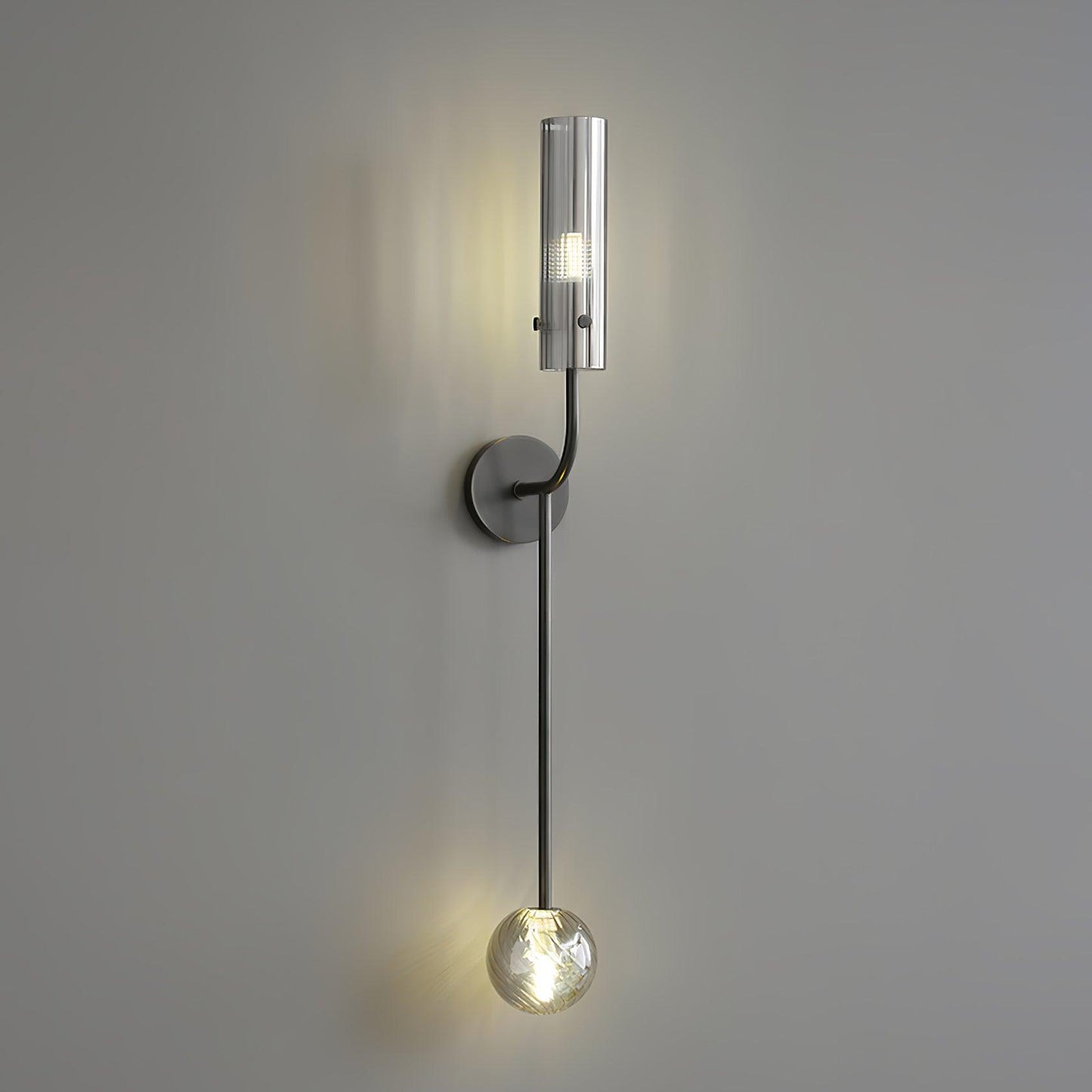 Eclat Vertica Wall Lamp Model C Dia 3.9″ x H 31.5″ / Dia 10cm x H 80cm / Black & Smoke grey Wall lamp