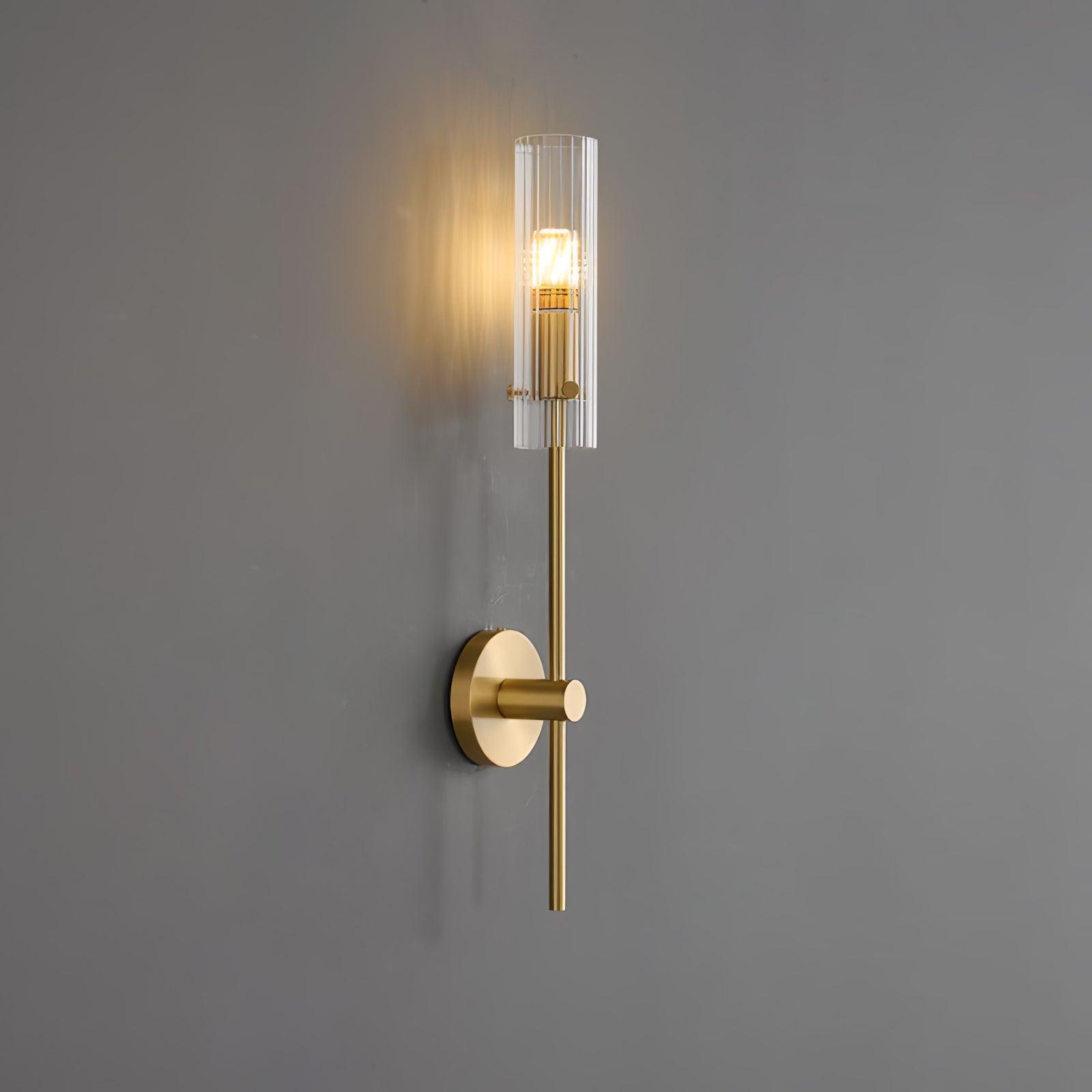 Eclat Vertica Wall Lamp Model A Dia 3.9″ x H 21.7″ / Dia 10cm x H 55cm / Brass & Clear Wall lamp