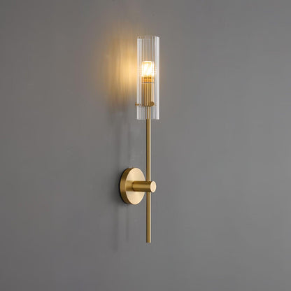 Eclat Vertica Wall Lamp Model A Dia 3.9″ x H 21.7″ / Dia 10cm x H 55cm / Brass & Clear Wall lamp