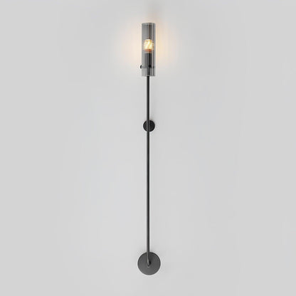 Eclat Vertica Wall Lamp Model D Dia 3.9″ x H 41.3″ / Dia 10cm x H 105cm / Black & Smoke grey Wall lamp
