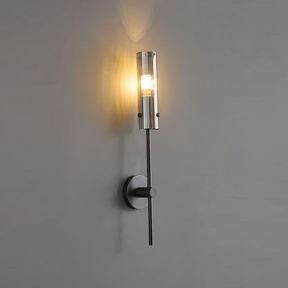 Eclat Vertica Wall Lamp Model A Dia 3.9″ x H 21.7″ / Dia 10cm x H 55cm / Black & Smoke grey Wall lamp