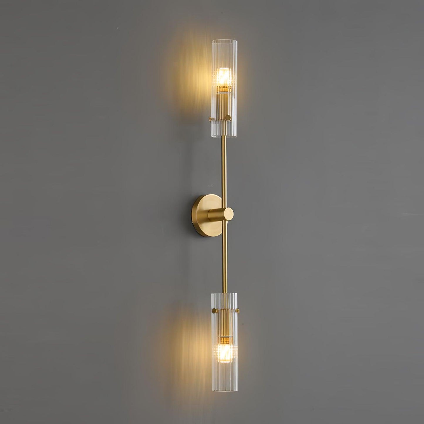 Eclat Vertica Wall Lamp Model B Dia 3.9″ x H 31.5″ / Dia 10cm x H 80cm / Brass & Clear Wall lamp