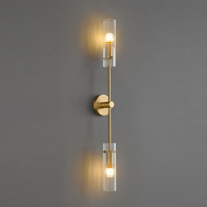 Eclat Vertica Wall Lamp Model B Dia 3.9″ x H 31.5″ / Dia 10cm x H 80cm / Brass & Clear Wall lamp