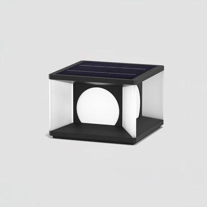 Eclipse Cube Outdoor Post Light L 11.8″ x W 11.8″ x H 8.3″ / L 30cm x W 30cm x H 21cm / Model B: Solar-Powered Version