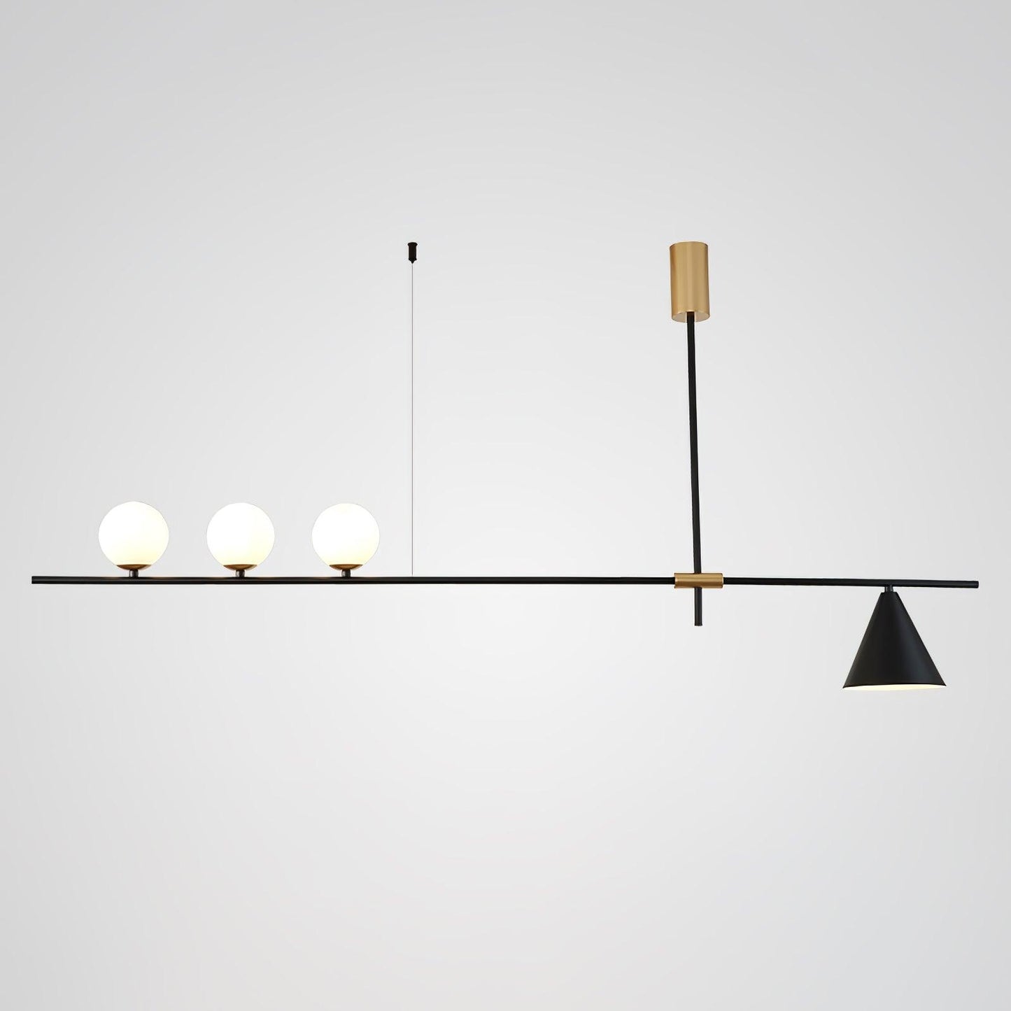 Eclipse Linear Suspension Light L 55.1″ x H 27.6″ / L 140cm x H 70cm / Gold & Black Lampshade Pendant light