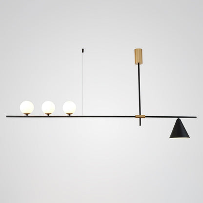 Eclipse Linear Suspension Light L 55.1″ x H 27.6″ / L 140cm x H 70cm / Gold & Black Lampshade Pendant light