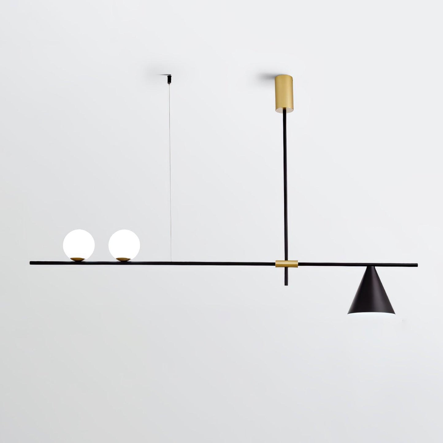 Eclipse Linear Suspension Light L 48.4″ x H 27.6″ / L 123cm x H 70cm / Gold & Black Lampshade Pendant light
