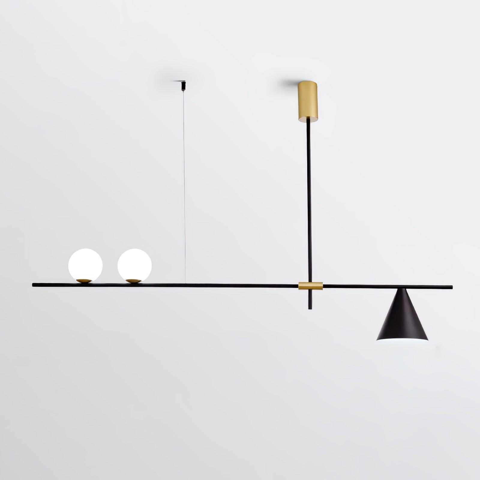 Eclipse Linear Suspension Light L 48.4″ x H 27.6″ / L 123cm x H 70cm / Gold & Black Lampshade Pendant light