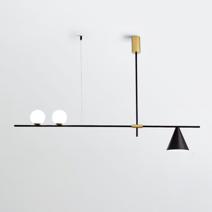 Eclipse Linear Suspension Light L 48.4″ x H 27.6″ / L 123cm x H 70cm / Gold & Black Lampshade Pendant light