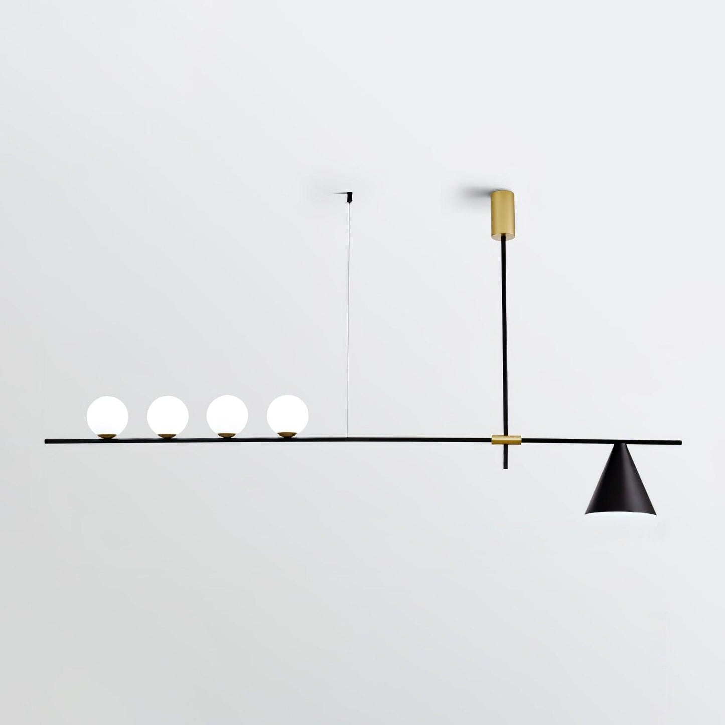 Eclipse Linear Suspension Light L 61″ x H 27.6″ / L 155cm x H 70cm / Gold & Black Lampshade Pendant light