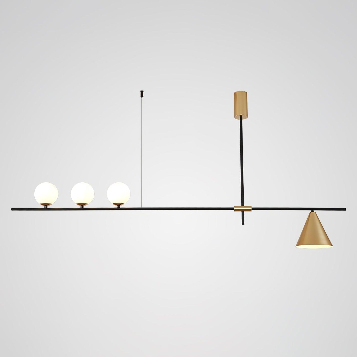Eclipse Linear Suspension Light L 55.1″ x H 27.6″ / L 140cm x H 70cm / Gold & Gold Lampshade Pendant light