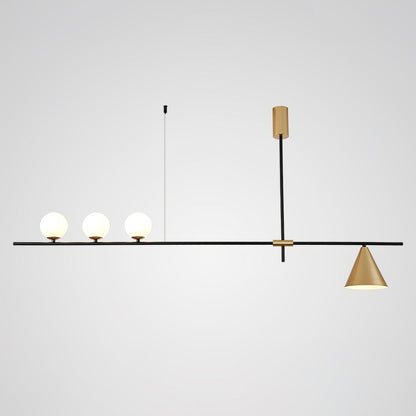Eclipse Linear Suspension Light L 55.1″ x H 27.6″ / L 140cm x H 70cm / Gold & Gold Lampshade Pendant light