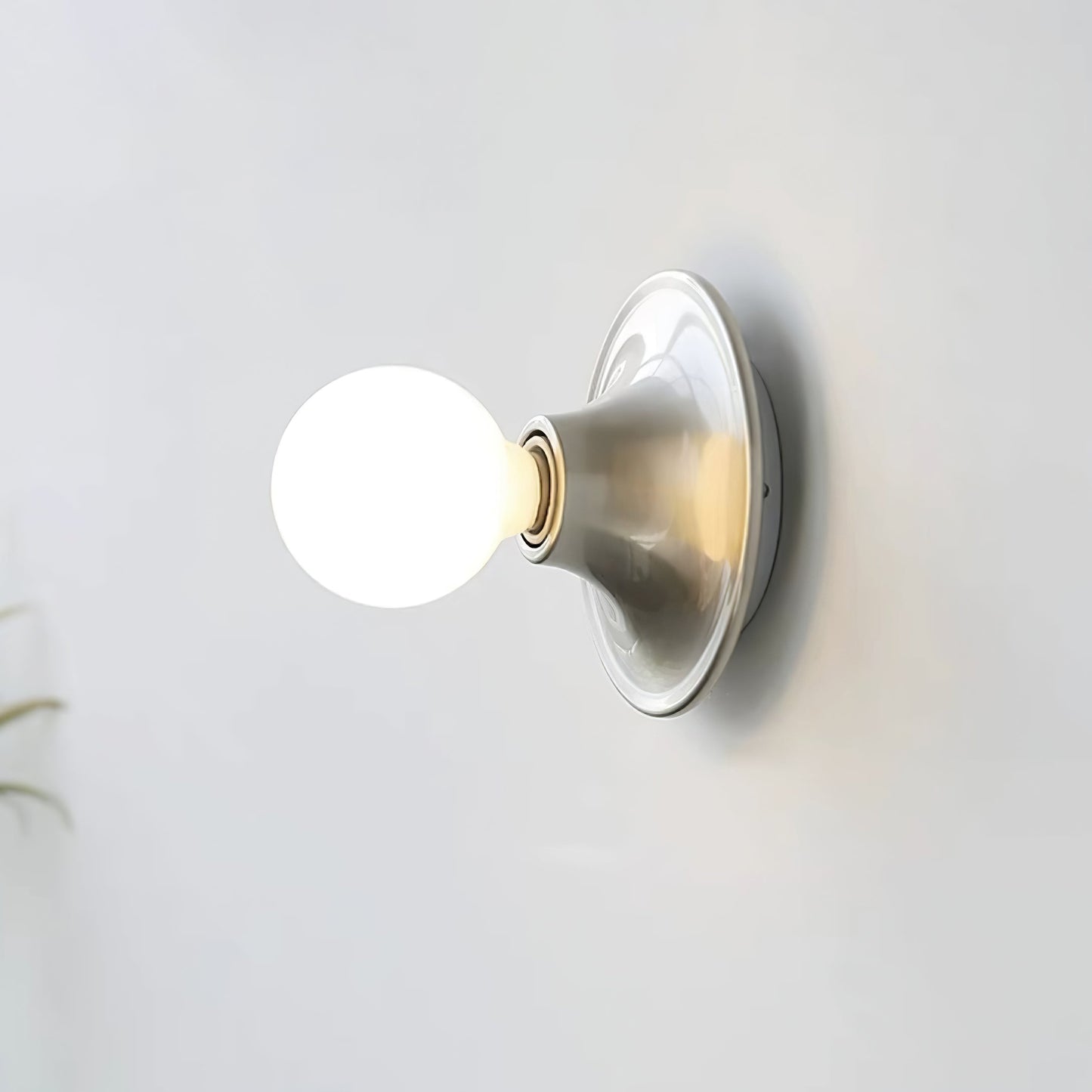 Eclipta Wall Sconce ? 5.9″ x H 5.9″ (White glass bulb) / Nickel
