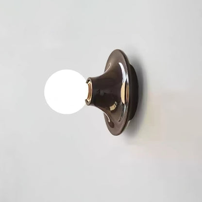 Eclipta Wall Sconce ? 5.9″ x H 5.9″ (White glass bulb) / Black